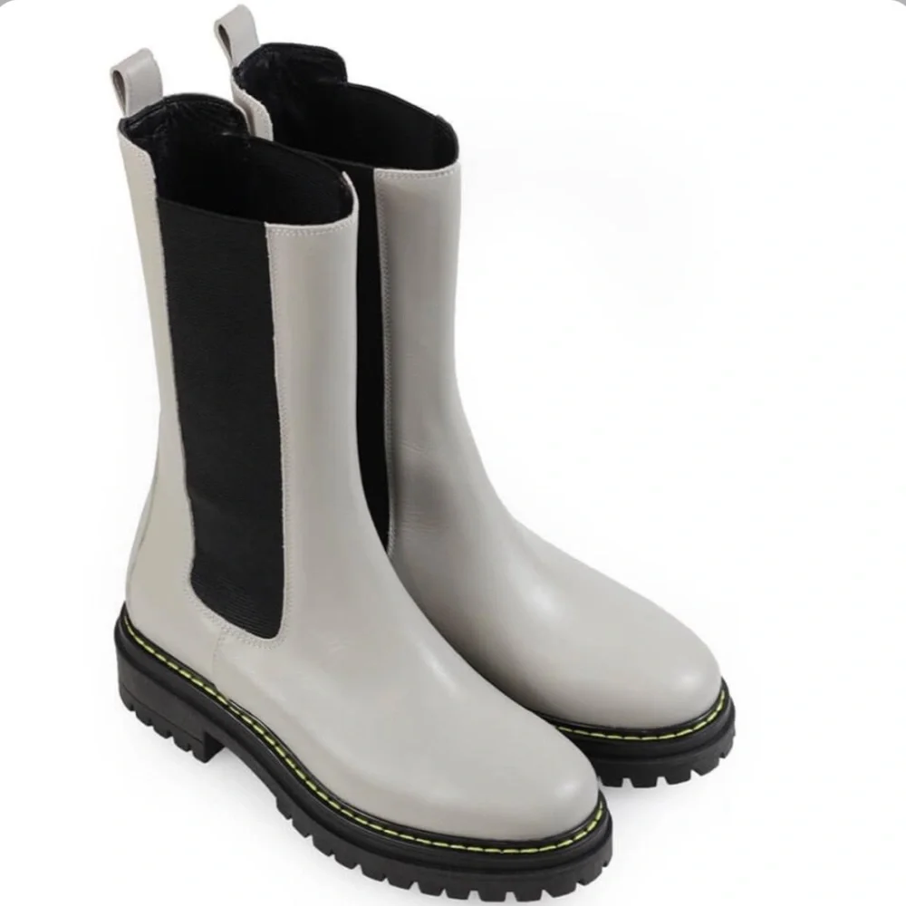 Pinko Gray Natalie Stivale Lug Boots Sz 36 or 6 - Picture 4 of 16